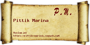 Pittik Marina névjegykártya